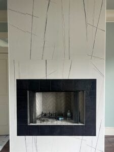 tiles around fireplace